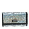 Emporio Armani Silver/Black Sequin And Patent Leather Clutch For Women