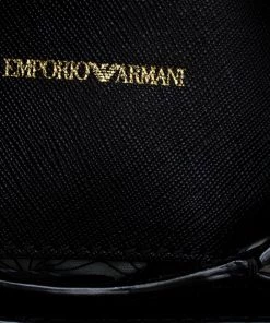 Emporio Armani Black Saffiano Leather Shoulder Bag For Women -Emporio Armani sale luxury women emporio armani used handbags p184535 002