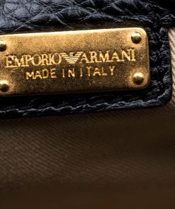 Emporio Armani Black/White Leather Tote For Women -Emporio Armani sale luxury women emporio armani used handbags p184639 002