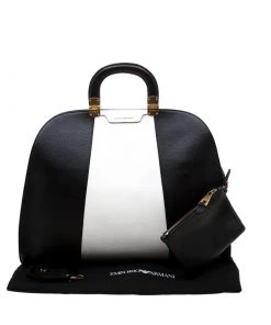 Emporio Armani Black/White Leather Tote For Women -Emporio Armani sale luxury women emporio armani used handbags p184639 004