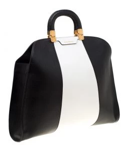Emporio Armani Black/White Leather Tote For Women -Emporio Armani sale luxury women emporio armani used handbags p184639 006