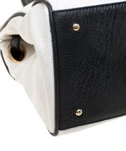 Emporio Armani White/Blue Coated Canvas And Leather Tote For Women -Emporio Armani sale luxury women emporio armani used handbags p193319 001