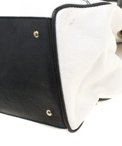 Emporio Armani White/Blue Coated Canvas And Leather Tote For Women -Emporio Armani sale luxury women emporio armani used handbags p193319 002