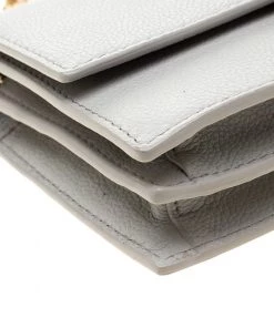 Emporio Armani Grey Leather Chain Crossbody Bag For Women -Emporio Armani sale luxury women emporio armani used handbags p193403 001