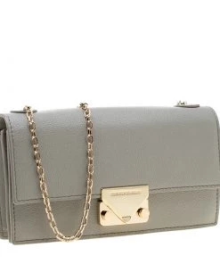 Emporio Armani Grey Leather Chain Crossbody Bag For Women -Emporio Armani sale luxury women emporio armani used handbags p193403 004