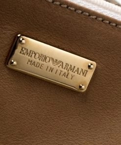 Emporio Armani Beige/Light Brown Lasercut Suede And Leather Hobo For Women -Emporio Armani sale luxury women emporio armani used handbags p217236 003