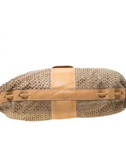 Emporio Armani Beige/Light Brown Lasercut Suede And Leather Hobo For Women -Emporio Armani sale luxury women emporio armani used handbags p217236 013