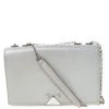 Emporio Armani Grey Leather Double Chain Shoulder Bag For Women