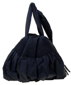 Emporio Armani Navy Blue Nylon Pleated Satchel For Women 16 Emporio Armani Navy Blue Nylon Pleated Satchel For Women -Emporio Armani sale luxury women emporio armani used handbags p222615 007