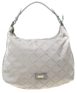 Emporio Armani Grey Monogram Canvas And Leather Hobo For Women
