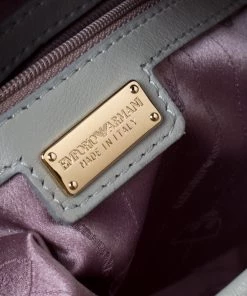 Emporio Armani Grey Monogram Canvas And Leather Hobo For Women -Emporio Armani sale luxury women emporio armani used handbags p222719 003