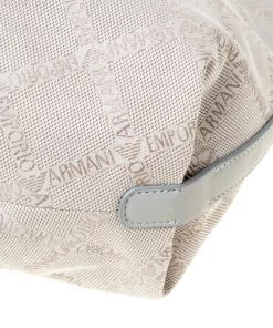 Emporio Armani Grey Monogram Canvas And Leather Hobo For Women -Emporio Armani sale luxury women emporio armani used handbags p222719 005