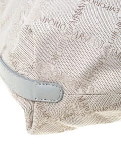 Emporio Armani Grey Monogram Canvas And Leather Hobo For Women -Emporio Armani sale luxury women emporio armani used handbags p222719 006