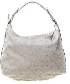 Emporio Armani Grey Monogram Canvas And Leather Hobo For Women -Emporio Armani sale luxury women emporio armani used handbags p222719 008