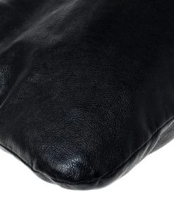 Emporio Armani Black Pleated Leather Sling Hobo For Women -Emporio Armani sale luxury women emporio armani used handbags p226721 012