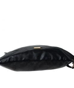 Emporio Armani Black Pleated Leather Sling Hobo For Women -Emporio Armani sale luxury women emporio armani used handbags p226721 013