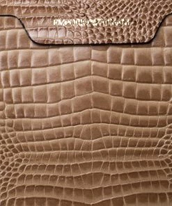 Emporio Armani Light Brown Croc Embossed Leather Satchel For Women -Emporio Armani sale luxury women emporio armani used handbags p227471 009