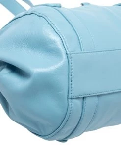 Emporio Armani Light Blue Leather Logo Bowler Bag For Women -Emporio Armani sale luxury women emporio armani used handbags p237690 001