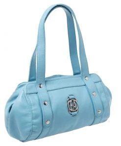 Emporio Armani Light Blue Leather Logo Bowler Bag For Women -Emporio Armani sale luxury women emporio armani used handbags p237690 006