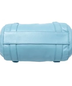 Emporio Armani Light Blue Leather Logo Bowler Bag For Women -Emporio Armani sale luxury women emporio armani used handbags p237690 009