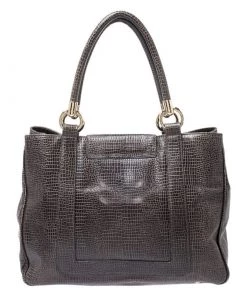 Emporio Armani Olive Green Croc Embossed Leather Front Pocket Tote For Women -Emporio Armani sale luxury women emporio armani used handbags p252909 006