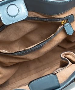 Emporio Armani Light Blue Leather Shopper Tote For Women -Emporio Armani sale luxury women emporio armani used handbags p275950 004