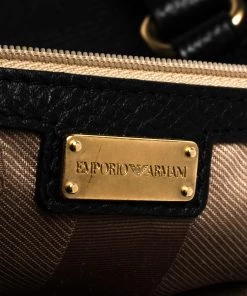 Emporio Armani Black Leather Dome Satchel For Women -Emporio Armani sale luxury women emporio armani used handbags p284700 012