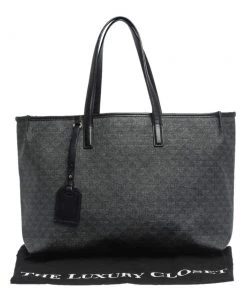 Emporio Armani Black Signature Coated Canvas And Leather Tote For Women -Emporio Armani sale luxury women emporio armani used handbags p296456 002