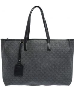 Emporio Armani Black Signature Coated Canvas And Leather Tote For Women