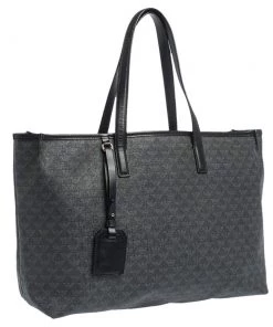 Emporio Armani Black Signature Coated Canvas And Leather Tote For Women -Emporio Armani sale luxury women emporio armani used handbags p296456 005