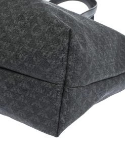 Emporio Armani Black Signature Coated Canvas And Leather Tote For Women -Emporio Armani sale luxury women emporio armani used handbags p296456 009