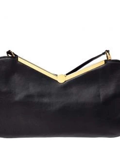 Emporio Armani Black Leather Frame Shoulder Bag For Women -Emporio Armani sale luxury women emporio armani used handbags p306247 006
