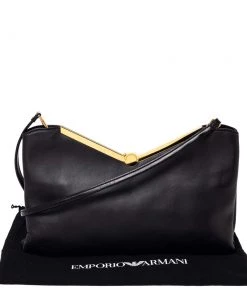 Emporio Armani Black Leather Frame Shoulder Bag For Women -Emporio Armani sale luxury women emporio armani used handbags p306247 010