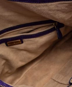 Emporio Armani Purple Croc Emboseed Leather Fold Over Shoulder Bag For Women -Emporio Armani sale luxury women emporio armani used handbags p318153 007