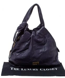 Emporio Armani Purple Soft Leather Knotted Handle Hobo For Women -Emporio Armani sale luxury women emporio armani used handbags p352456 008