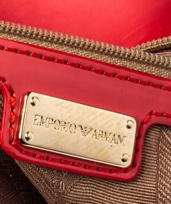 Emporio Armani Coral Pink Patent Leather Flap Oversized Clutch For Women -Emporio Armani sale luxury women emporio armani used handbags p360221 001