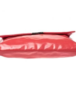 Emporio Armani Coral Pink Patent Leather Flap Oversized Clutch For Women -Emporio Armani sale luxury women emporio armani used handbags p360221 008