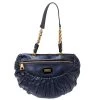 Emporio Armani Indigo Pleated Leather Chain Hobo For Women