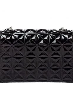 Emporio Armani Black Quilted Leather Flap Chain Shoulder Bag For Women -Emporio Armani sale luxury women emporio armani used handbags p366176 003
