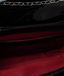 Emporio Armani Black Quilted Leather Flap Chain Shoulder Bag For Women -Emporio Armani sale luxury women emporio armani used handbags p366176 007