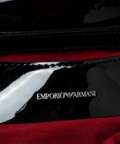 Emporio Armani Black Quilted Leather Flap Chain Shoulder Bag For Women -Emporio Armani sale luxury women emporio armani used handbags p366176 008