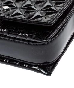 Emporio Armani Black Quilted Leather Flap Chain Shoulder Bag For Women -Emporio Armani sale luxury women emporio armani used handbags p366176 011