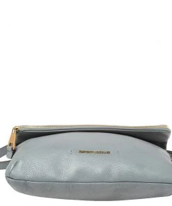 Emporio Armani Ash Blue Leather Zip Flap Convertible Shoulder Bag For Women -Emporio Armani sale luxury women emporio armani used handbags p401369 001