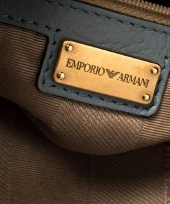 Emporio Armani Ash Blue Leather Zip Flap Convertible Shoulder Bag For Women -Emporio Armani sale luxury women emporio armani used handbags p401369 002