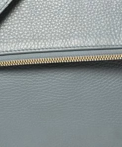 Emporio Armani Ash Blue Leather Zip Flap Convertible Shoulder Bag For Women -Emporio Armani sale luxury women emporio armani used handbags p401369 005