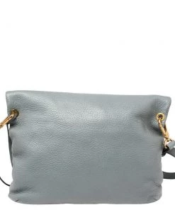 Emporio Armani Ash Blue Leather Zip Flap Convertible Shoulder Bag For Women -Emporio Armani sale luxury women emporio armani used handbags p401369 008