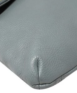 Emporio Armani Ash Blue Leather Zip Flap Convertible Shoulder Bag For Women -Emporio Armani sale luxury women emporio armani used handbags p401369 013