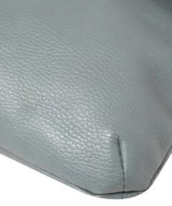 Emporio Armani Ash Blue Leather Zip Flap Convertible Shoulder Bag For Women -Emporio Armani sale luxury women emporio armani used handbags p401369 014