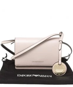 Emporio Armani Pale Pink Leather Flap Crossbody Bag For Women -Emporio Armani sale luxury women emporio armani used handbags p410370 004