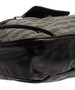 Emporio Armani Black/Grey Monogram Canvas And Leather Hobo For Women -Emporio Armani sale luxury women emporio armani used handbags p413992 007
